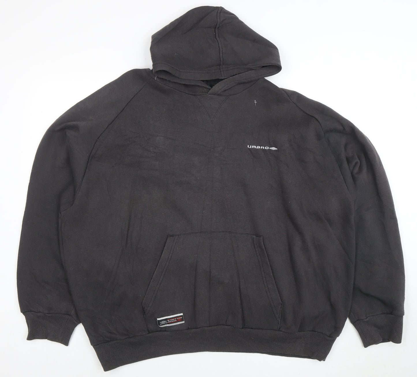 Umbro Men’s Black 2XL Pullover Hoodie with Logo and Kangaroo Pocket