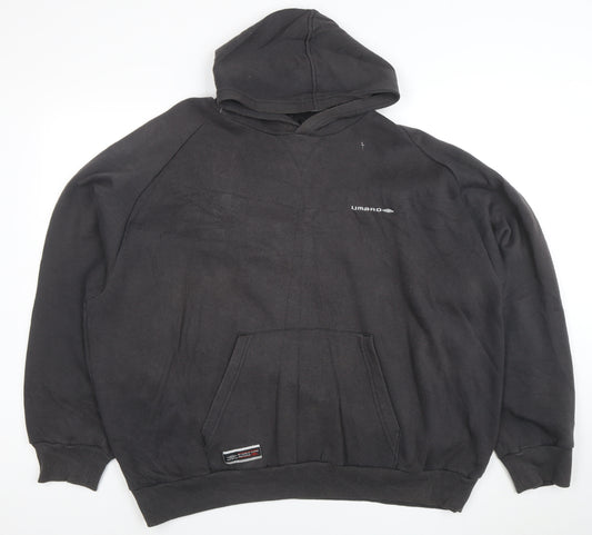Umbro Men’s Black 2XL Pullover Hoodie with Logo and Kangaroo Pocket
