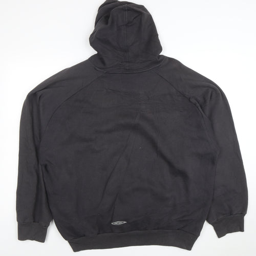 Umbro Men’s Black 2XL Pullover Hoodie with Logo and Kangaroo Pocket