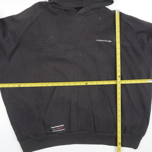 Umbro Men’s Black 2XL Pullover Hoodie with Logo and Kangaroo Pocket