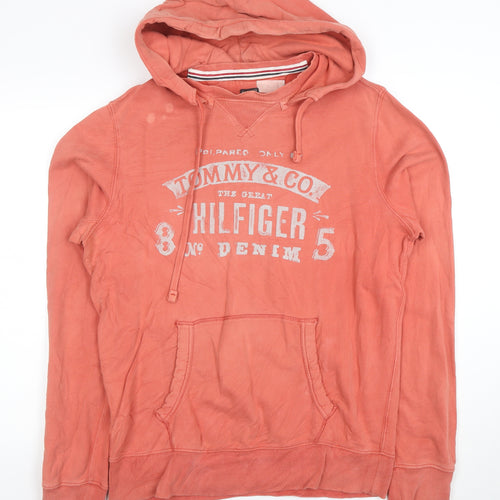 Tommy Hilfiger Men's Orange Graphic Pullover Hoodie Size L