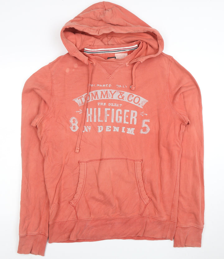 Tommy Hilfiger Men's Orange Graphic Pullover Hoodie Size L