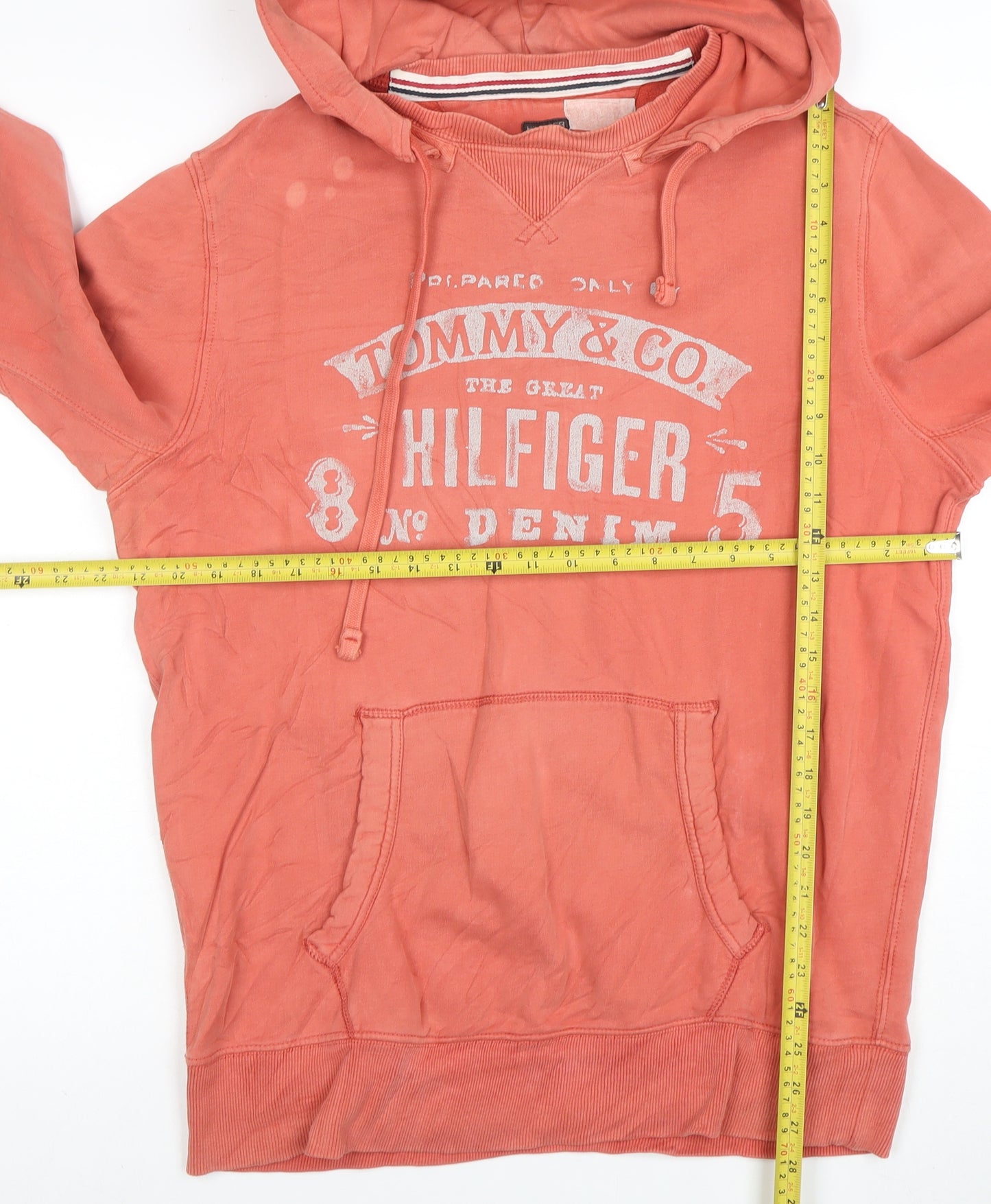 Tommy Hilfiger Men's Orange Graphic Pullover Hoodie Size L