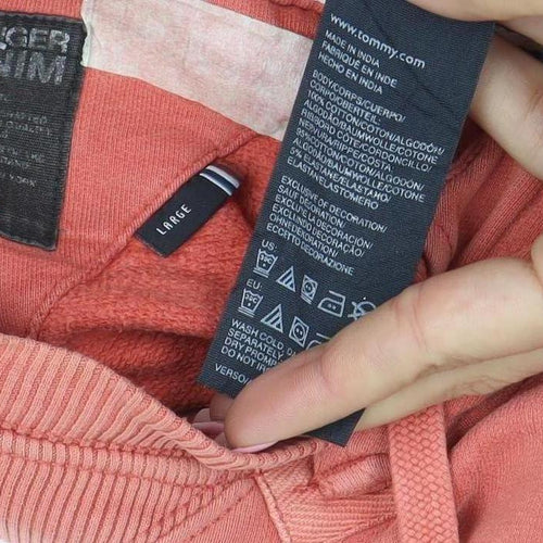 Tommy Hilfiger Men's Orange Graphic Pullover Hoodie Size L