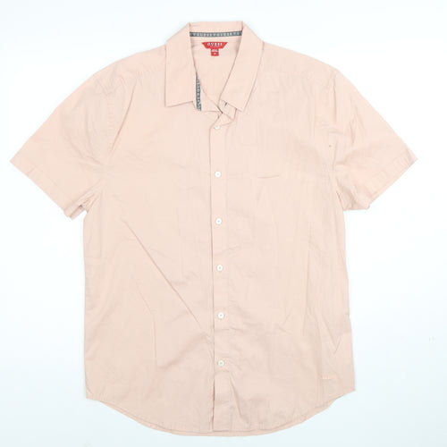 Guess Men Pink Short Sleeve Regular Fit Button-Up Shirt Size M