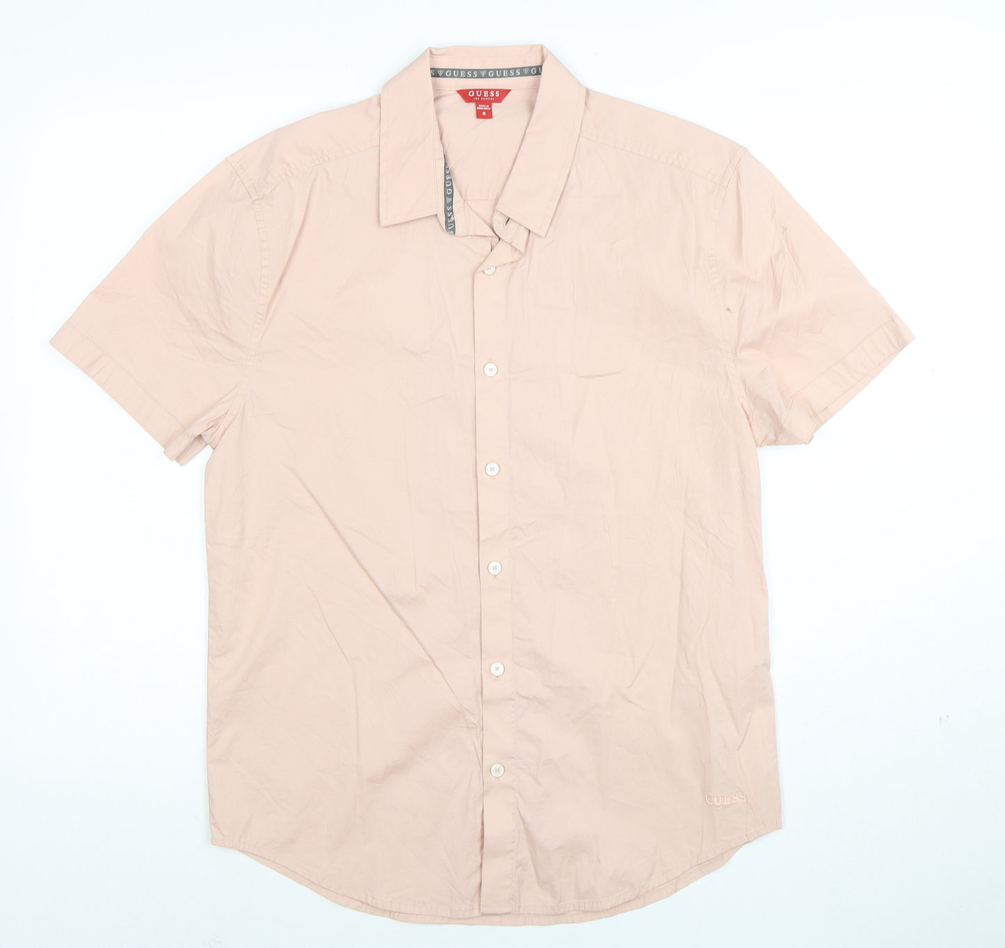 Guess Men Pink Short Sleeve Regular Fit Button-Up Shirt Size M