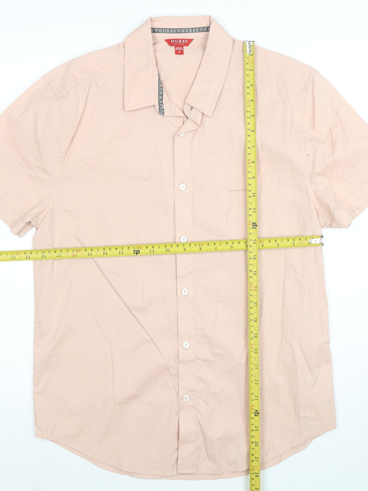Guess Men Pink Short Sleeve Regular Fit Button-Up Shirt Size M