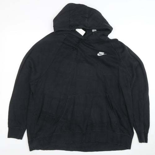 Nike Womens Black Pullover Hoodie 1X Relaxed Fit Fleece Sweatshirt