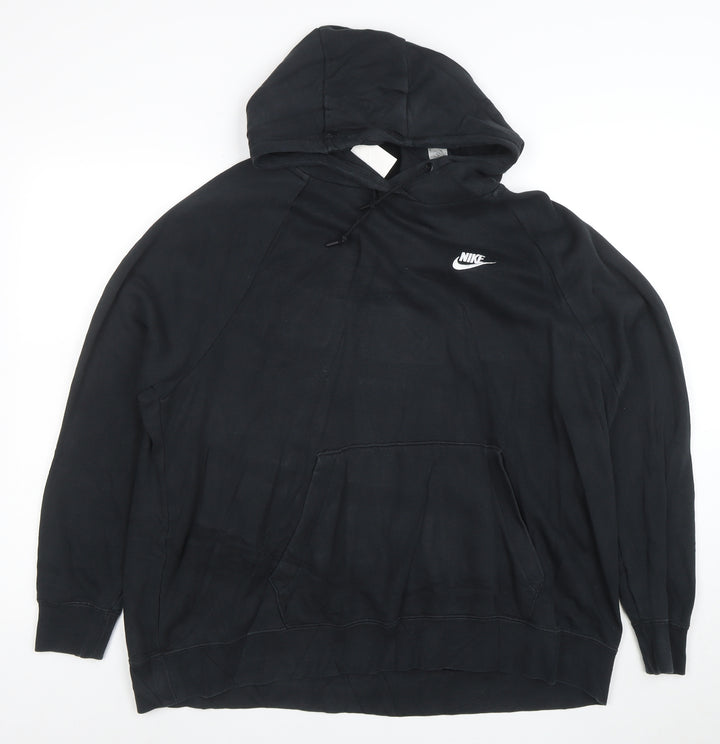 Nike Womens Black Pullover Hoodie 1X Relaxed Fit Fleece Sweatshirt
