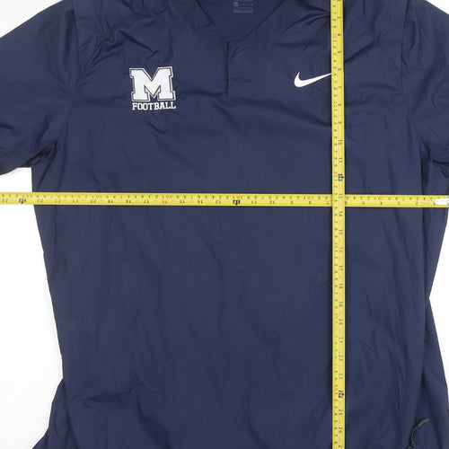 Nike Men's Blue Short Sleeve V-Neck Football Training Top Size L
