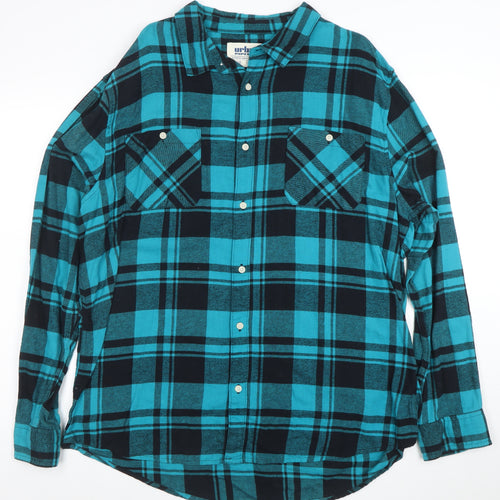 Urban Pipeline Men's Blue Check Flannel Button-Up Shirt 2XL Regular Fit
