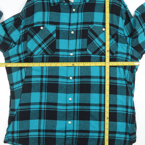Urban Pipeline Men's Blue Check Flannel Button-Up Shirt 2XL Regular Fit