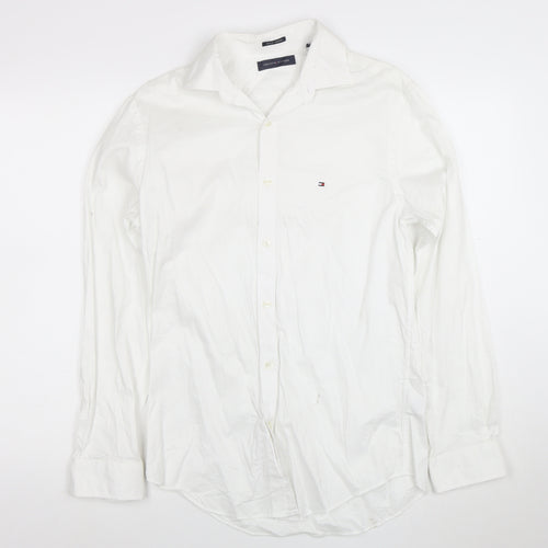 Tommy Hilfiger Men's White Slim Fit Stretch Cotton Long Sleeve Shirt M