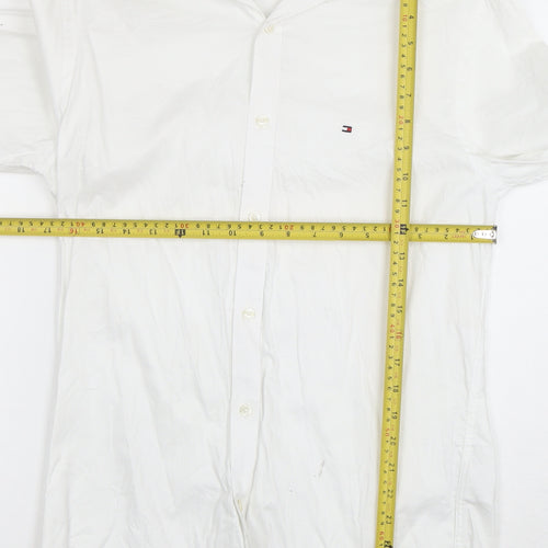 Tommy Hilfiger Men's White Slim Fit Stretch Cotton Long Sleeve Shirt M