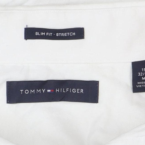 Tommy Hilfiger Men's White Slim Fit Stretch Cotton Long Sleeve Shirt M
