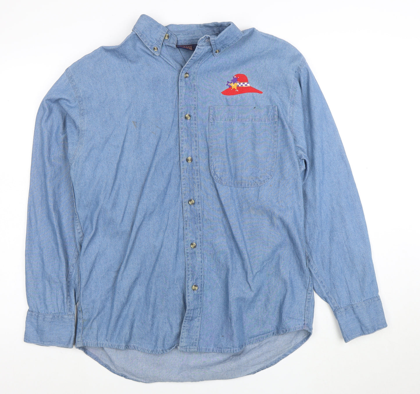 Common Sense Men's Blue Cotton Button-Up Denim Shirt Size S