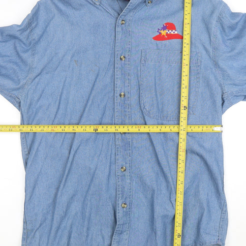 Common Sense Men's Blue Cotton Button-Up Denim Shirt Size S
