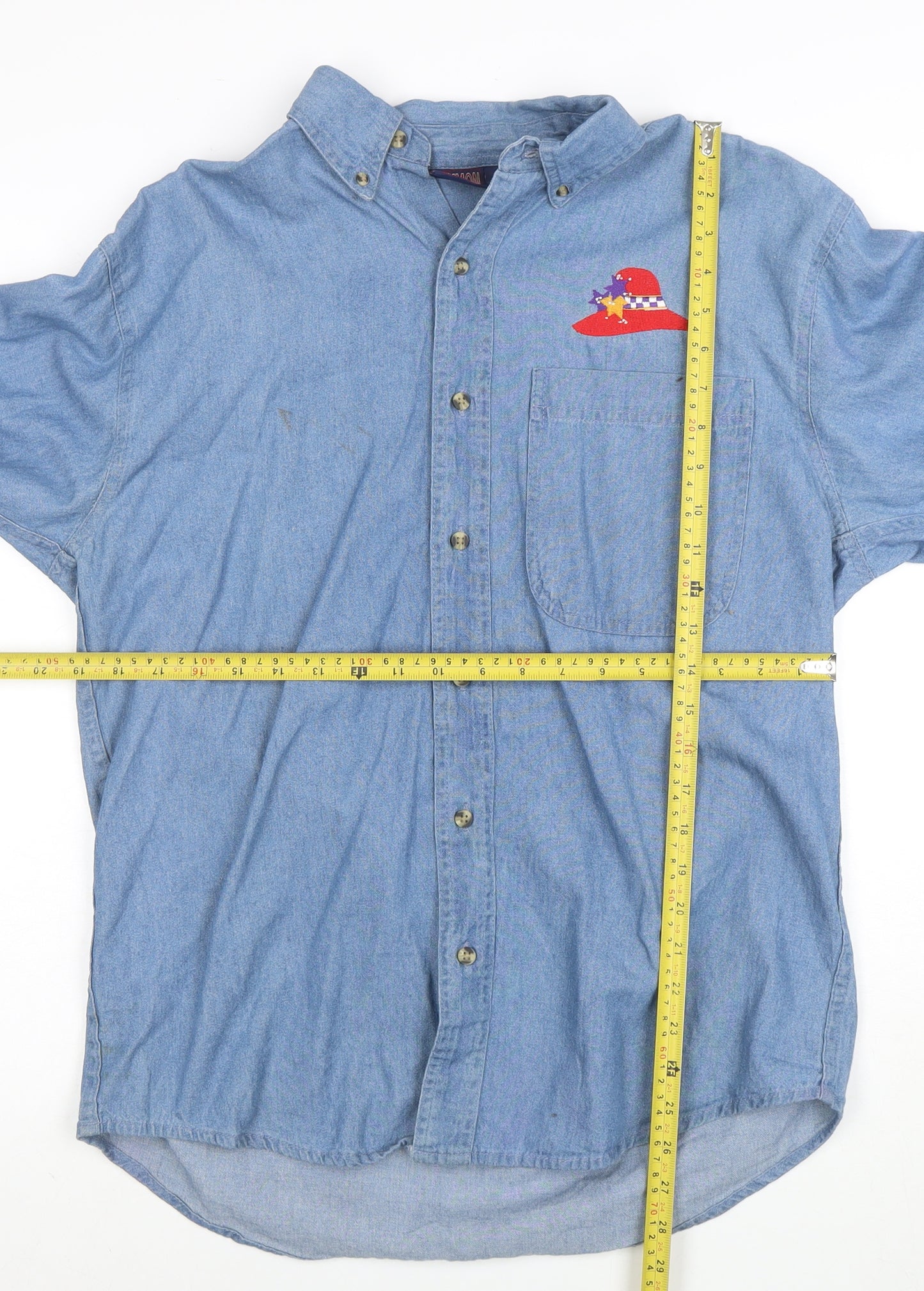 Common Sense Men's Blue Cotton Button-Up Denim Shirt Size S