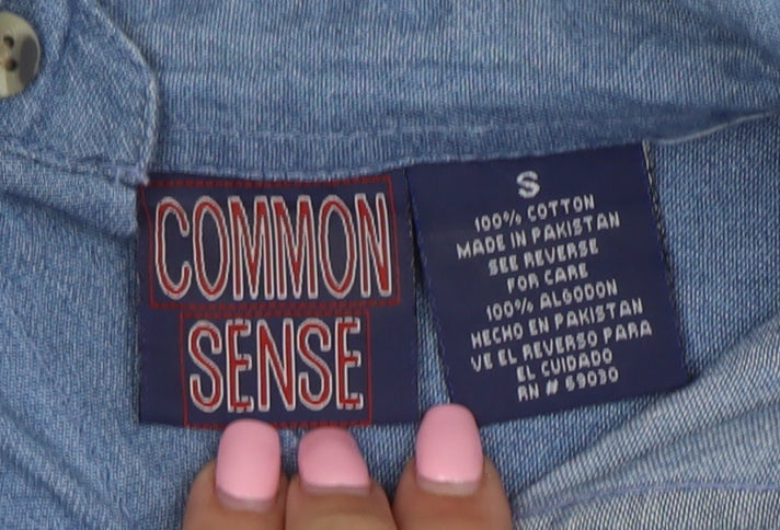 Common Sense Men's Blue Cotton Button-Up Denim Shirt Size S