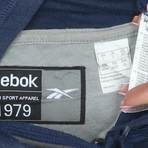 Reebok Men's Blue Full Zip Hoodie Size L Sports Fleece