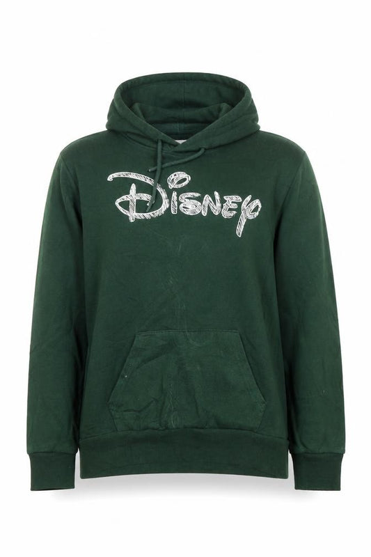 Front view of Disney Women’s Green Pullover Hoodie 2XS Relaxed Fit Cotton Blend