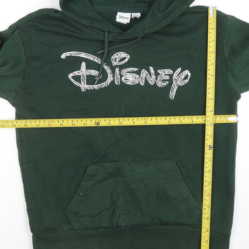 Disney Women’s Green Pullover Hoodie 2XS Relaxed Fit Cotton Blend