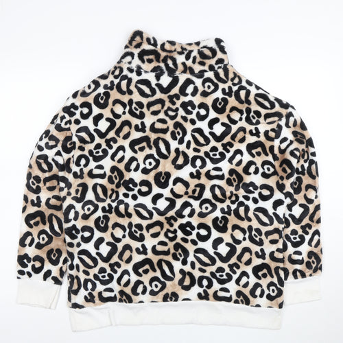 Secret Treasures Women Beige Leopard Print Pullover Hoodie Size L 12-14
