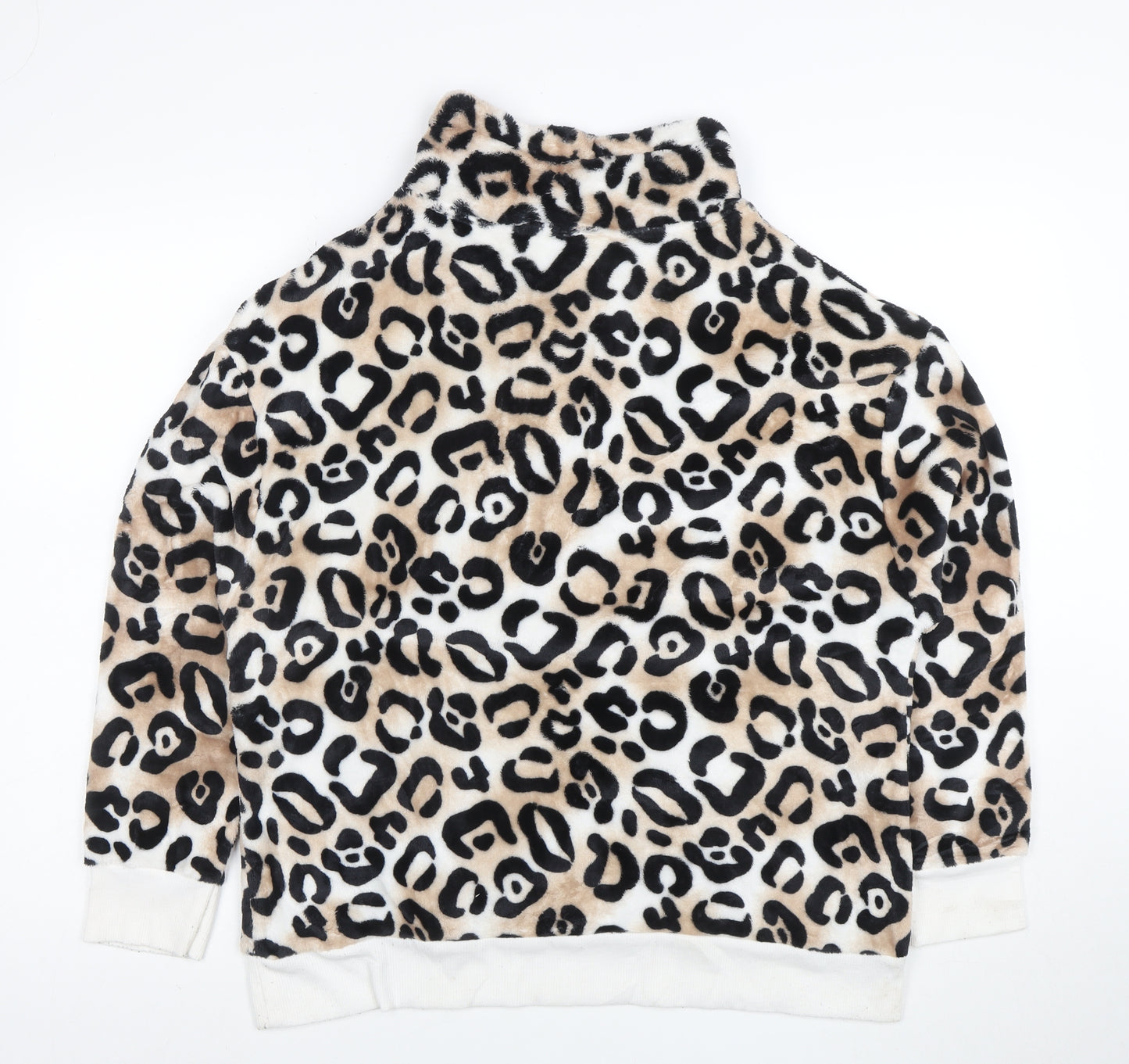 Secret Treasures Women Beige Leopard Print Pullover Hoodie Size L 12-14