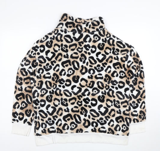 Secret Treasures Women Beige Leopard Print Pullover Hoodie Size L 12-14