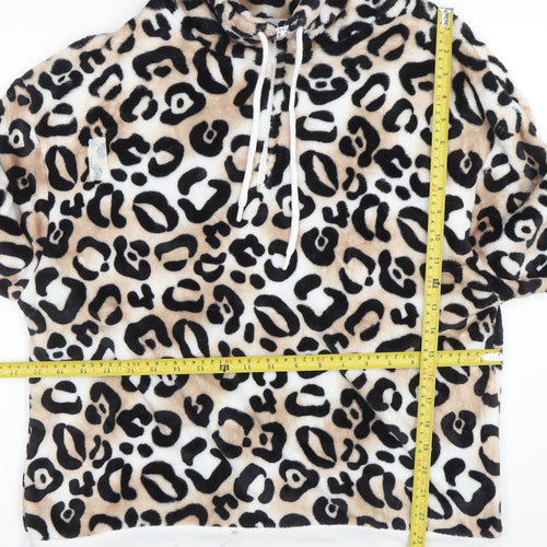 Secret Treasures Women Beige Leopard Print Pullover Hoodie Size L 12-14