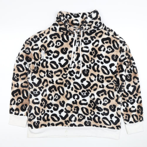 Secret Treasures Women Beige Leopard Print Pullover Hoodie Size L 12-14