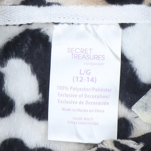 Secret Treasures Women Beige Leopard Print Pullover Hoodie Size L 12-14