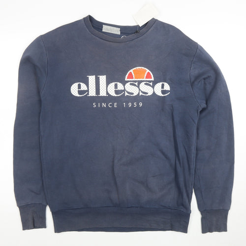 Ellesse Men's Blue Crew Neck Sweatshirt M Regular Fit Logo Pullover