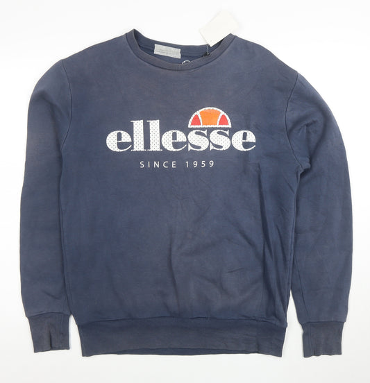 Ellesse Men's Blue Crew Neck Sweatshirt M Regular Fit Logo Pullover