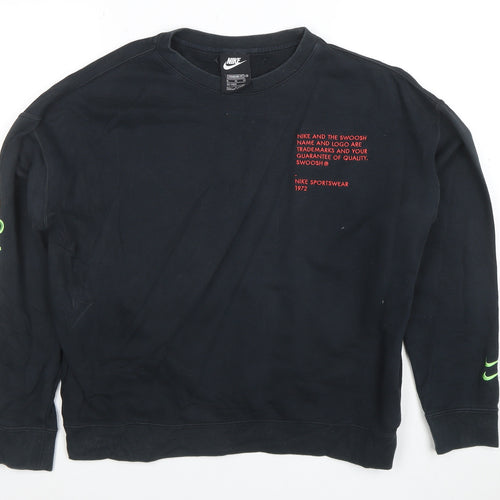 Nike Boys Black XL Sweatshirt Crew Neck Graphic Print Standard Fit