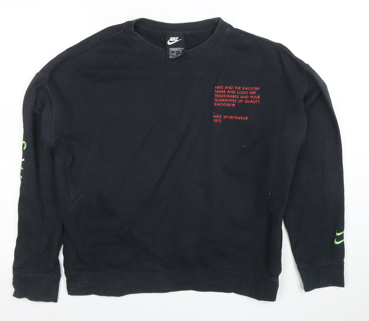 Nike Boys Black XL Sweatshirt Crew Neck Graphic Print Standard Fit