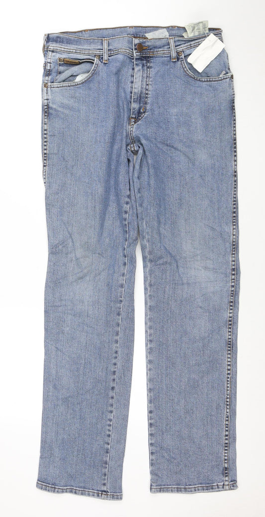 Wrangler Men Blue 34x34 Texas Stretch Straight Denim Jeans