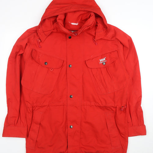 Helly Hansen Women Red Hooded Mid-Length Anorak Jacket Size 16
