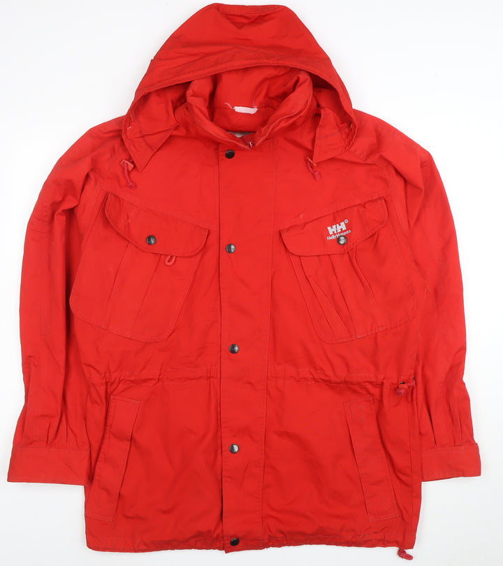 Helly Hansen Women Red Hooded Mid-Length Anorak Jacket Size 16