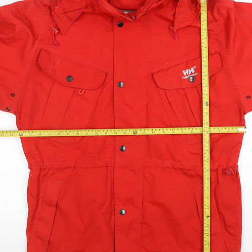 Helly Hansen Women Red Hooded Mid-Length Anorak Jacket Size 16