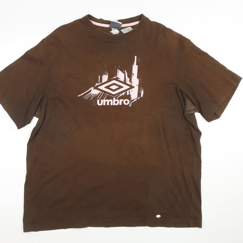 Umbro Men's Brown Graphic Logo T-Shirt 2XL Sports Style