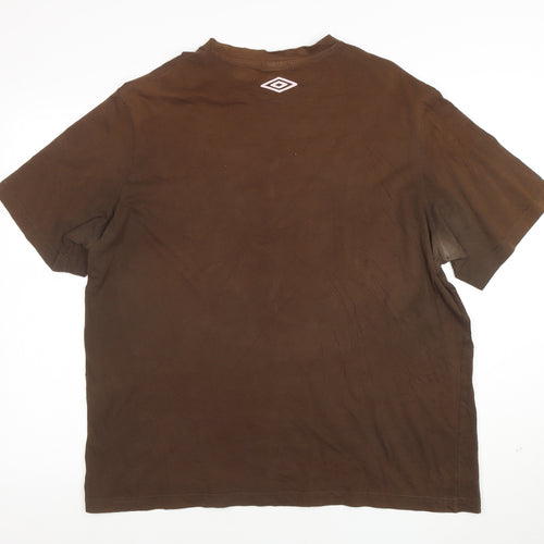 Umbro Men's Brown Graphic Logo T-Shirt 2XL Sports Style