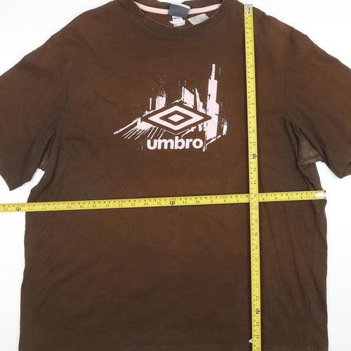 Umbro Men's Brown Graphic Logo T-Shirt 2XL Sports Style