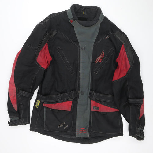Germas Men’s Black Motorcycle Jacket L Waterproof Windproof Biker Style