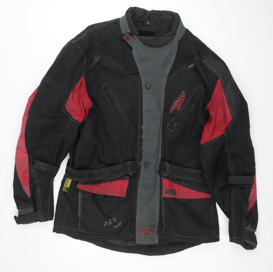 Germas Men’s Black Motorcycle Jacket L Waterproof Windproof Biker Style