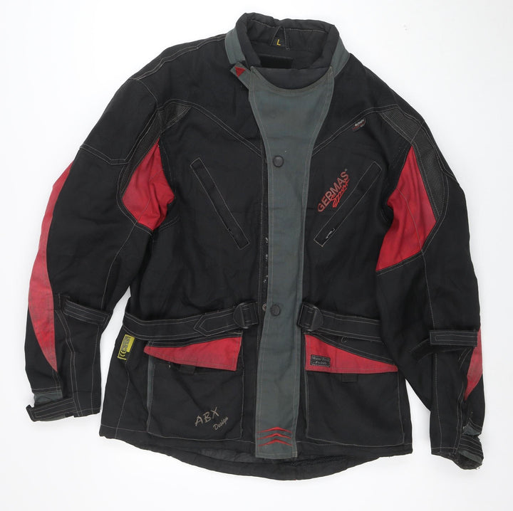 Germas Men’s Black Motorcycle Jacket L Waterproof Windproof Biker Style