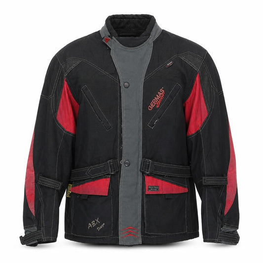 Front view of Germas Men’s Black Motorcycle Jacket L Waterproof Windproof Biker Style