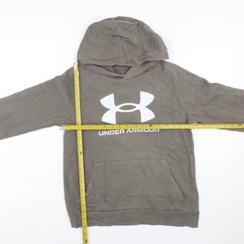 Under Armour Boys Khaki Pullover Hoodie YLG 13-14 Years Cotton Blend