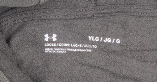 Under Armour Boys Khaki Pullover Hoodie YLG 13-14 Years Cotton Blend