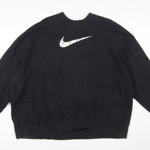 Nike Womens Black XL Pullover Crew Neck Sweatshirt Dri-FIT Cotton Blend